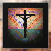Crucifix/Wordvenster Cling Raamsticker (Vel 2)