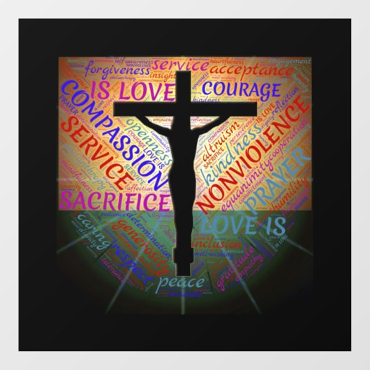 Crucifix/Wordvenster Cling Raamsticker (Vel)
