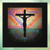 Crucifix/Wordvenster Cling Raamsticker (Vel 3)
