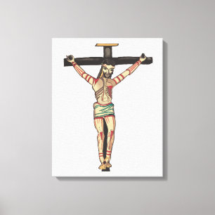 Crucifixatie Jezus Christus Waterverf kunst Canvas Afdruk