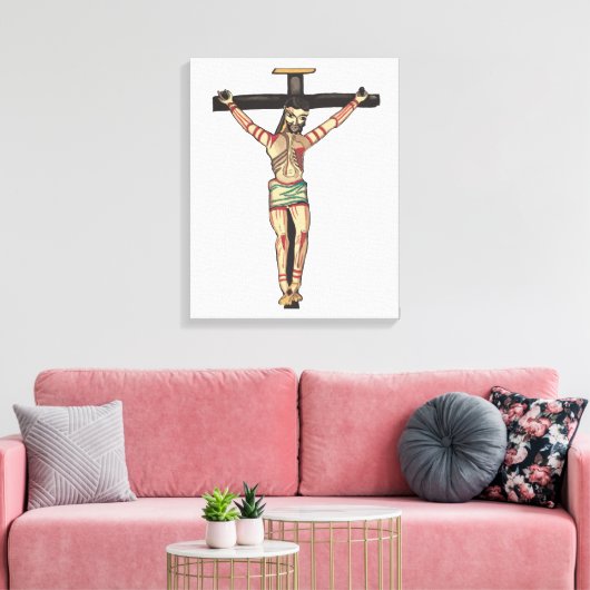 Crucifixatie Jezus Christus Waterverf kunst Canvas Afdruk (Insitu (Woonkamer))