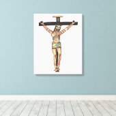 Crucifixatie Jezus Christus Waterverf kunst Canvas Afdruk (Insitu (Houten vloer))