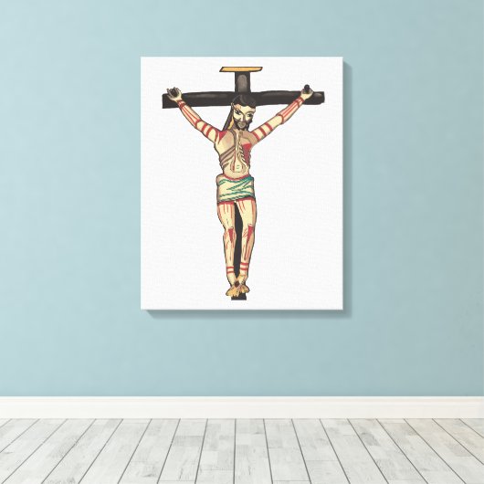 Crucifixatie Jezus Christus Waterverf kunst Canvas Afdruk (Insitu (Houten vloer))
