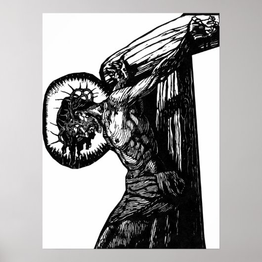 Crucifixatie van Christus-zwart-wit-isolatie Poster (Voorkant)