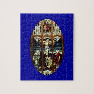 Crucifixatie van Jezus gekleurd glas Legpuzzel