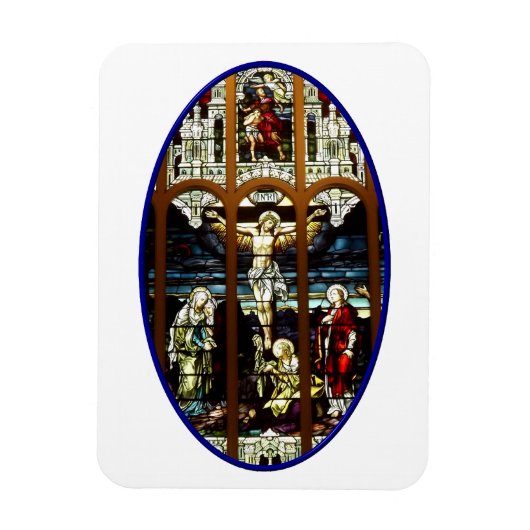 Crucifixatie van Jezus gekleurd glas Magneet (Verticaal)