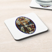 Crucifixatie van Jezus gekleurd glas Onderzetter (Linkerzijde)