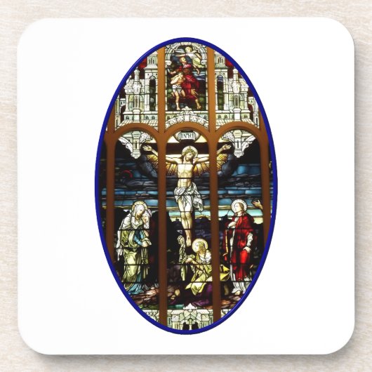 Crucifixatie van Jezus gekleurd glas Onderzetter (Voorkant)
