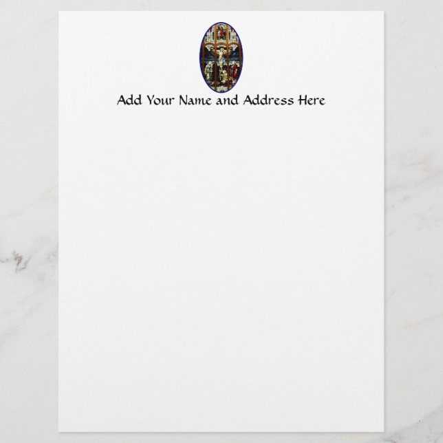 Crucifixatie van Jezus gekleurd glas Persoonlijk Briefhoofd (Voorkant)