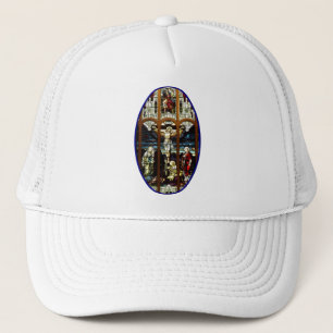 Crucifixatie van Jezus gekleurd glas Trucker Pet