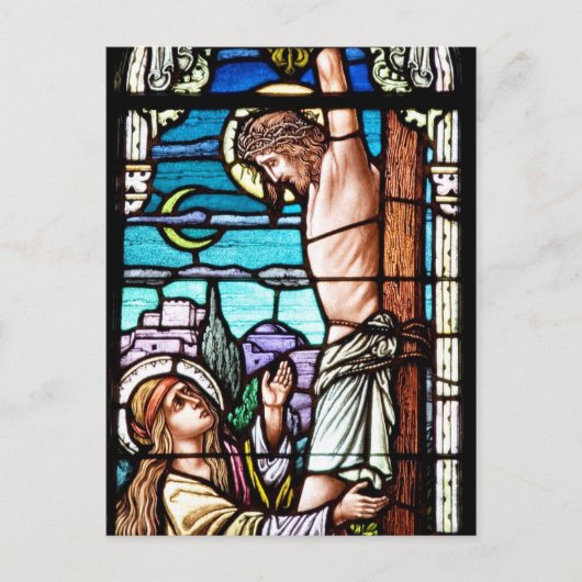 Crucifixatie van Jezus - Glas in lood raam Briefkaart (Voorkant)