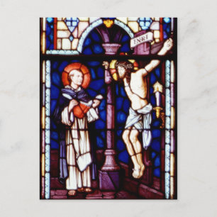 Crucifixatie van Jezus - Glas in lood raam Briefkaart
