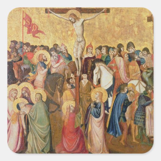 Crucifixatie Vierkante Sticker (Voorkant)