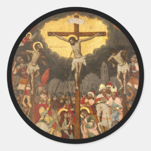Crucifixationscène 1711 ronde sticker