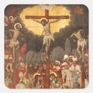 Crucifixationscène 1711 vierkante sticker