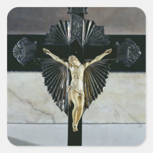 Crucifixion, 17e eeuw (ivoor) vierkante sticker