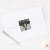 Crucifixion, 17e eeuw (ivoor) vierkante sticker (Envelop)