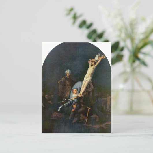 Crucifixion 2 van Rembrandt Harmenszoon van Rijn Briefkaart (Staand voorkant)