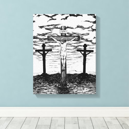 Crucifixion Illustratie door Amanda Diehl Canvas Afdruk (Insitu (Houten vloer))