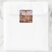 Crucifixion (olie op het paneel) vierkante sticker (Tas)