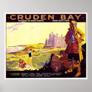 Cruden Bay dorpsvelden,Schotland, vintage reis Poster
