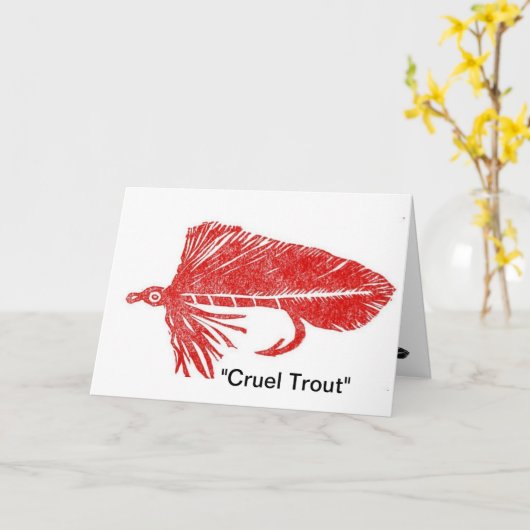 "Cruel Trout" Red Mutuka Wenskaart Kaart (Gele Bloem)