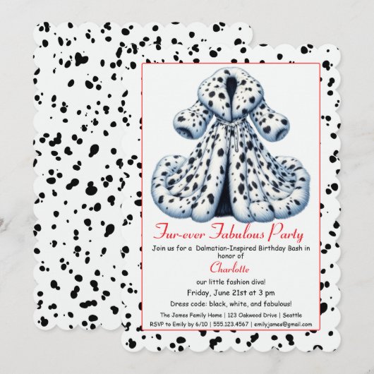 Cruella-Inspired Dalmatian Party – Birthday  Kaart (Voorkant / Achterkant)