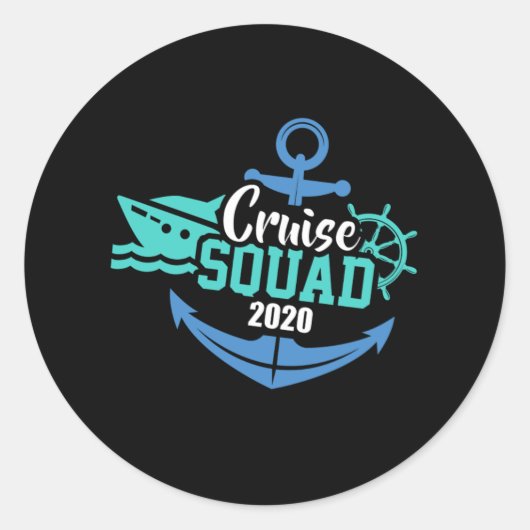 Cruise 2020 Squad Cruise Ship Cruising Vacation an Ronde Sticker (Voorkant)
