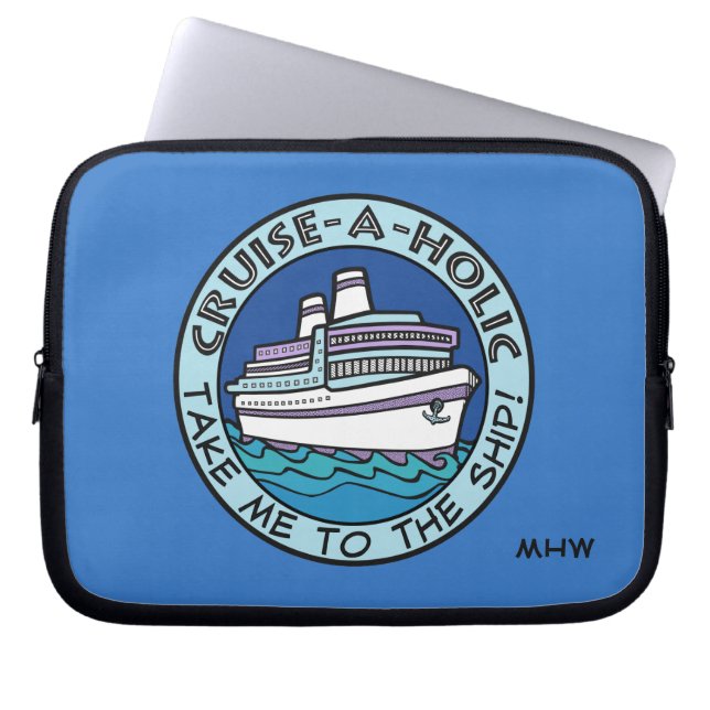 Cruise-A-Holic aangepaste monogram laptophoezen Laptop Sleeve (Voorkant)
