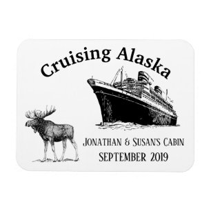 Cruise Alaska-schip en eland Magneet