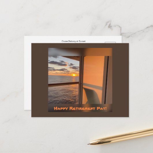 Cruise balkon bij zonsondergang briefkaart (Voorkant / Achterkant in situ)