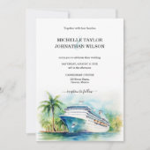 Cruise Bestemming Bruiloft Palm Trees Strand Kaart (Voorkant)