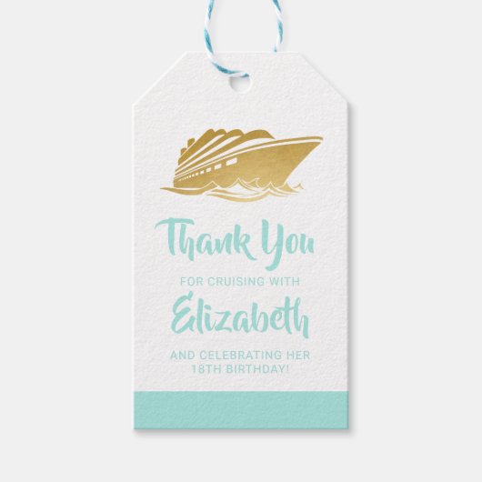 Cruise Birthday Personalized Favor Cadeaulabel (Voorkant)