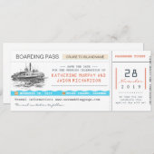 Cruise Boarding Pass Bewaar de datumtickets Save The Date (Voorkant / Achterkant)