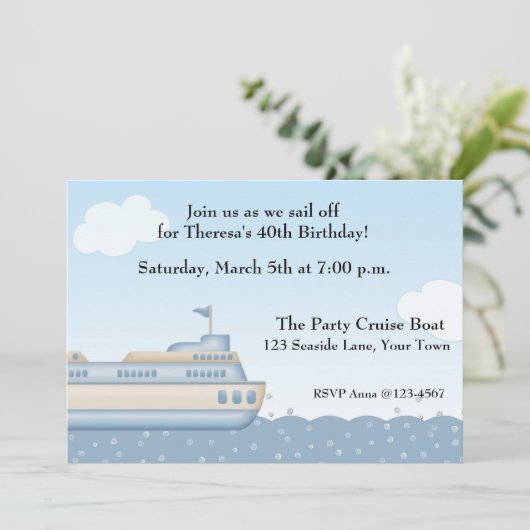 Cruise Boat, Nautical Threaditation Kaart (Staand voorkant)