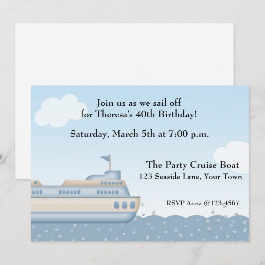 Cruise Boat, Nautical Threaditation Kaart (Voorkant / Achterkant)