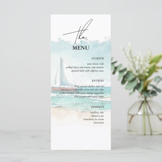 Cruise bruiloft eten en drinken 2 in 1 menu (Staand voorkant)