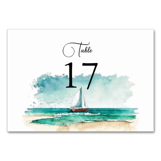 Cruise bruiloft, moderne minimalistische aquarel kaart (Voorkant)