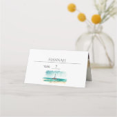 Cruise bruiloft, moderne minimalistische aquarel plaatskaartje (Voorkant)