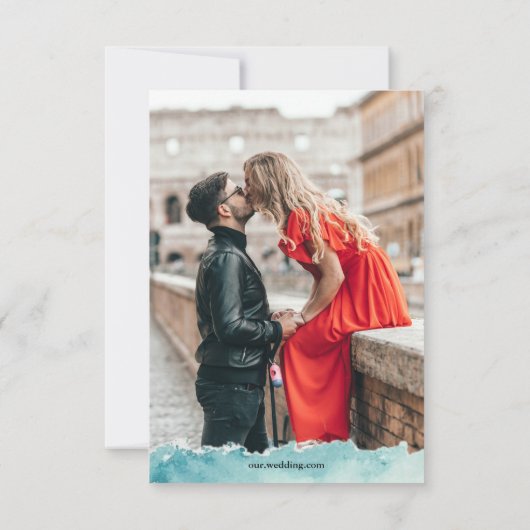 Cruise bruiloft, moderne minimalistische aquarel save the date (Achterkant)