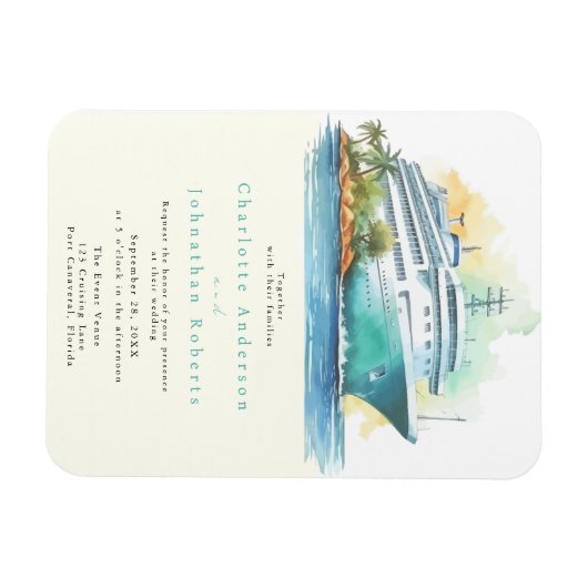 Cruise bruiloft Waterverf Magneet (Horizontaal)