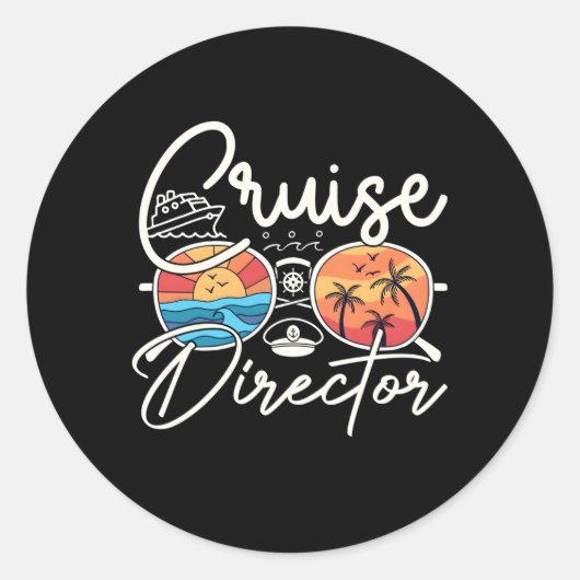 Cruise Directeur Waardering Bootkapitein Ronde Sticker (Voorkant)