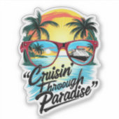 Cruise door het paradijs: tropische ontsnappingsvi sticker (Voorkant)