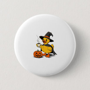 Cruise Eend Heks Halloween Pompoen Koffie Hoed En Ronde Button 5,7 Cm