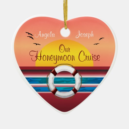 Cruise Honeymoon - Sunset Sjabloon Heart Keramisch Ornament (Voorkant)