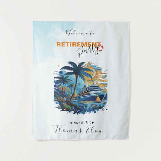 Cruise in je pensioenfeestje, achtergrondpaneel wandkleed (Voorkant)