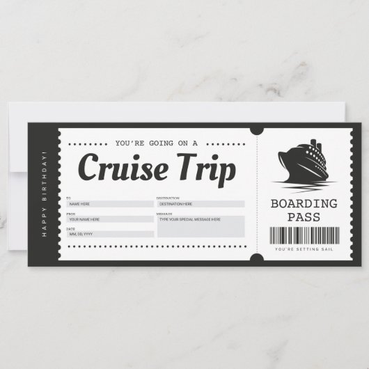 Cruise Instapass Vakantie Ticket Cadeaubon Kaart (Voorkant)