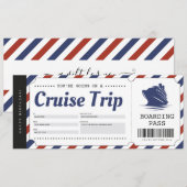 Cruise Instapassagiers Reis Ticket Cadeaubon Kaart (Voorkant / Achterkant)