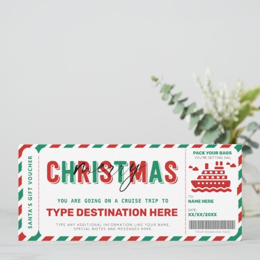 Cruise instapkaart Kerstcadeaubon (Staand voorkant)