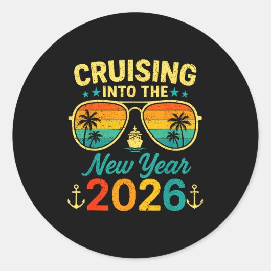 Cruise Into New Year 2026 Bringing New Year Togeth Ronde Sticker (Voorkant)